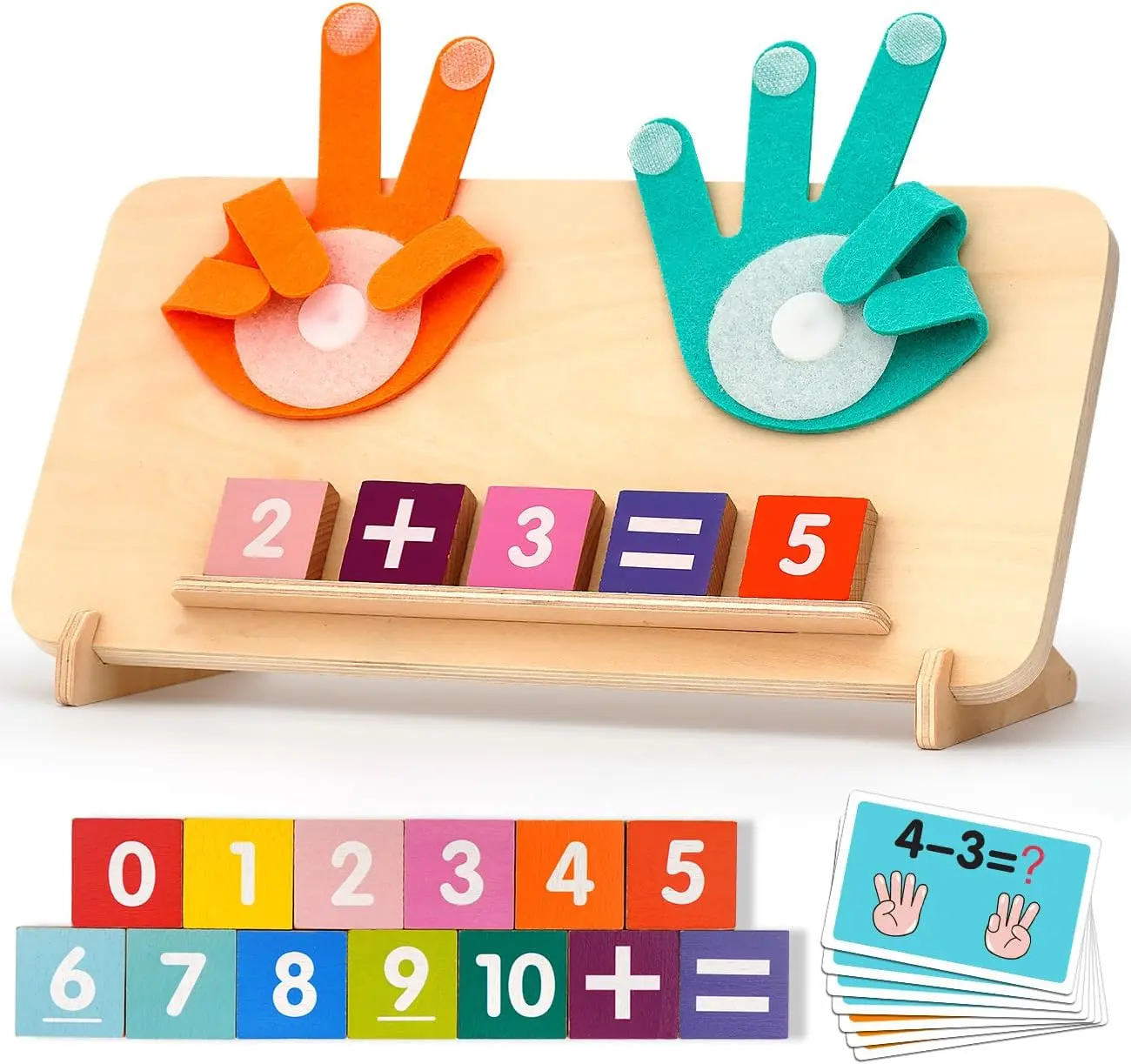 Wooden Montessori Math Counting Set for Kids Ages 3-5, Unisex Early Learning Toy with Finger Counting, Number Tracing, Interactive Play, Preschool Educational Birthday Gift Ideas