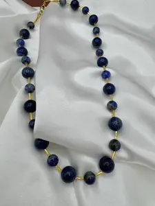 Tara Lapiz Lazuli Necklace with 8 mm & 10 mm Beads Adorned with Crystals for Any Occasion Elegant Jewelry