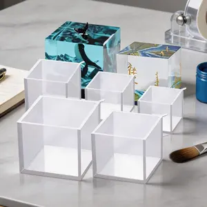 5pcs Clear Silicone Cube Resin Mold, Square Transparent Cube Silicone Molds, DIY Craft Making Tools, Resin Casting Molding