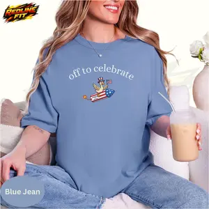 Comfort Colors Off to Celebrate Patriotic Graphic Shirt, Firecracker Goose Tee, Funny 4th of July Gift for Men, Women