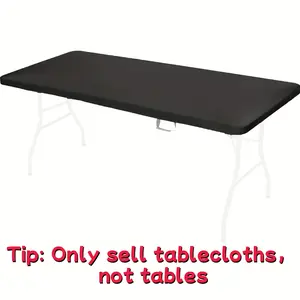 Solid Color Tablecloth, 1 Count Elastic Fitted Stretch Rectangular Tablecloth, Washable and Wrinkle Resistant Patio Table Cover for Picnics, Outdoor Camping