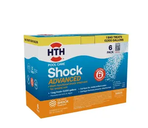 HTH Pool Care Shock Advanced — Granules, 6 Pack (6 lb total) — Pool Shock Treatment for Weekly Pool Sanitizing