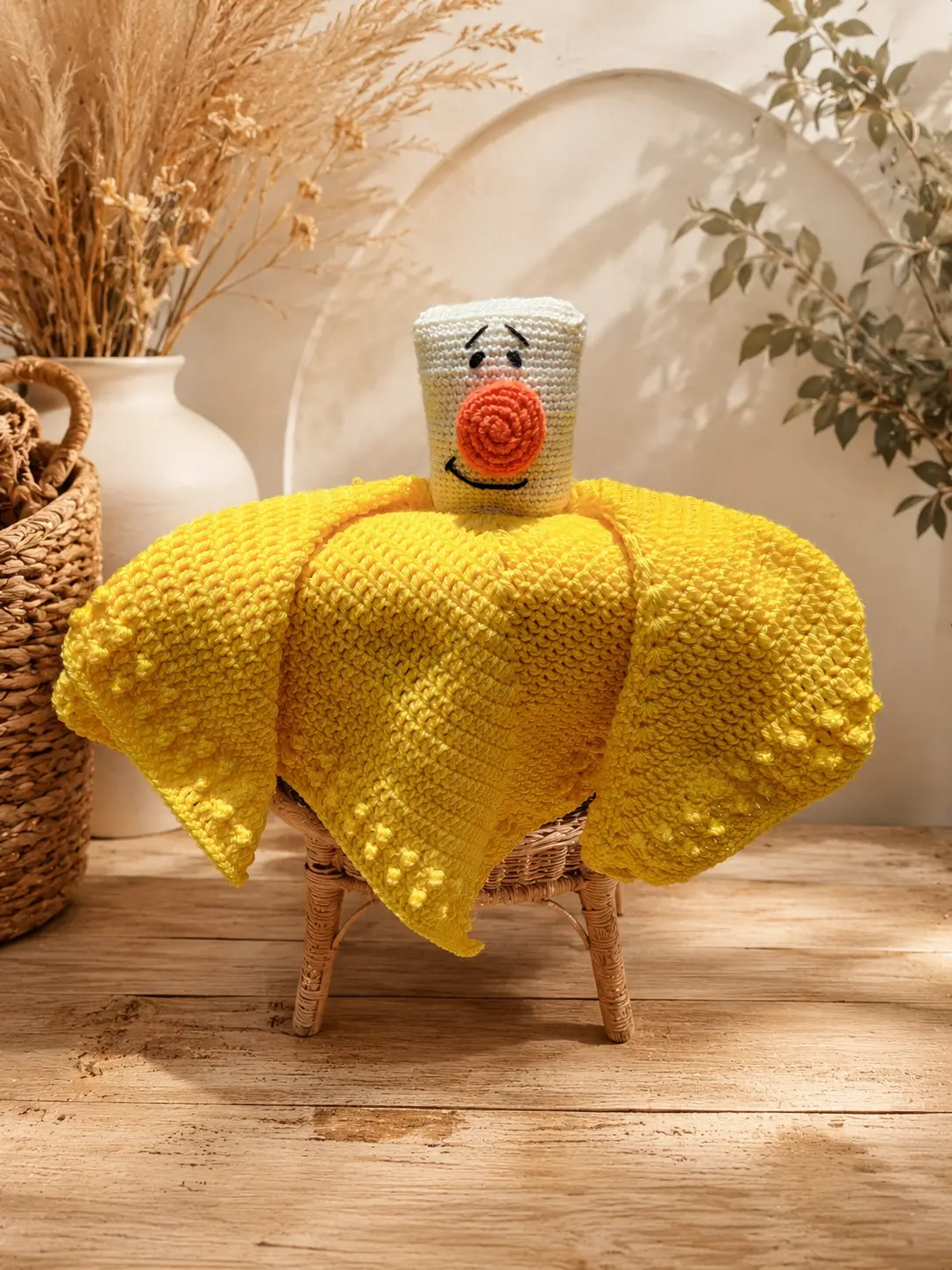 Handmade Crochet Blanky Lovey – Nostalgic Security Blanket – Cozy Comfort Blanket