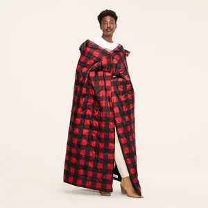 72"x54" Buffalo Check Outdoor Wearable Throw Red/Black - Woolrich
