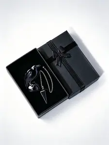 Natural Crystal Obsidian Raven & Pendulum Set, Hand Carved Raven Statue with Crystal Pendant, Gift Box Included, Unique Decorative Item