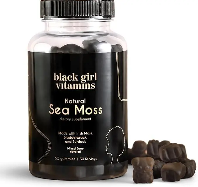 Black Girl Vitamins - Irish Sea Moss Gummies - 92 Minerals for Thyroid, Metabolism, and Immunity - Vegan, Gluten-Free, Halal (Mixed Berry, 30 Day Supply)