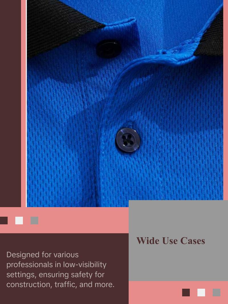 Men's Safety Polo Shirt with reflective tape, ANSI Class 2 standard