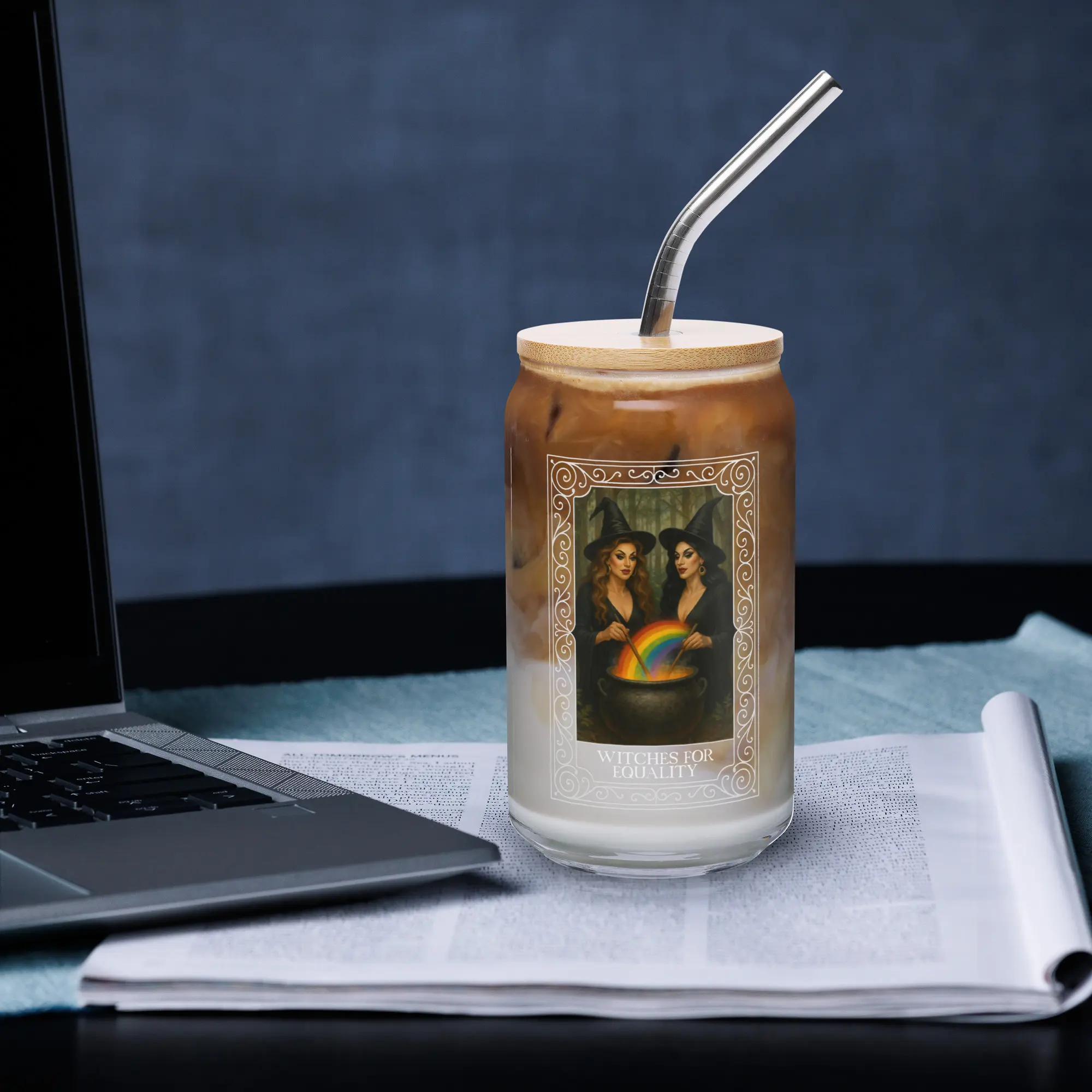 WITCHES FOR EQUALITY Can-shaped Glass 16 oz Trendy Design Glassware for Sodas Iced Coffees Cocktails & Mocktails Made on Demand
