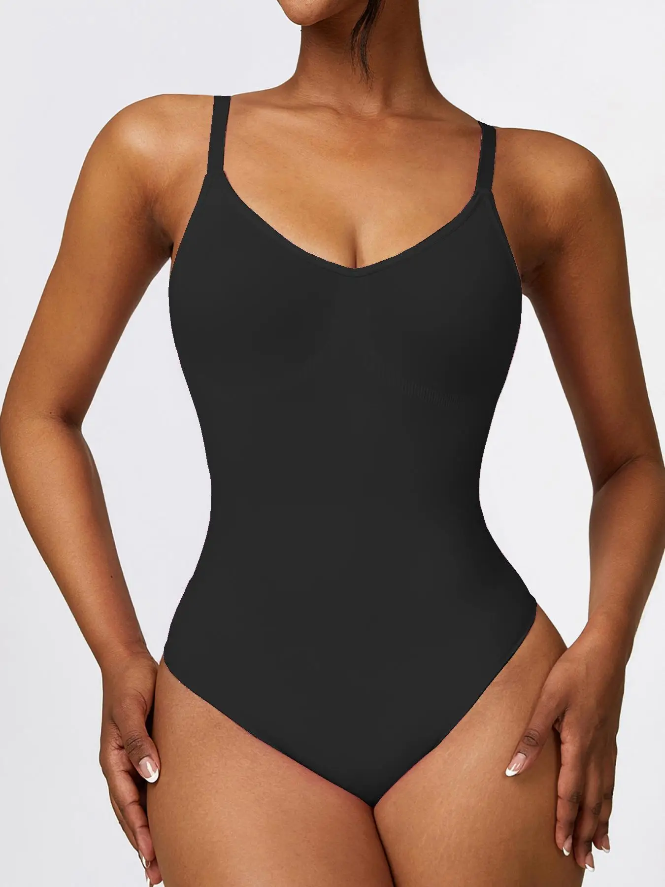 Women's Adjustable Spaghetti Strap Cami Bodysuit, Sports Bodysuit for Yoga Gym Workout, Basic Minimalist Womenswear, Summer Outfits 2024