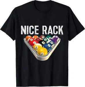 Funny Pool Billiards TShirt: Nice Rack Tee T-Shirt Pure Cotton Graphic Tees Menswear Top: Gifts for Men & Women
