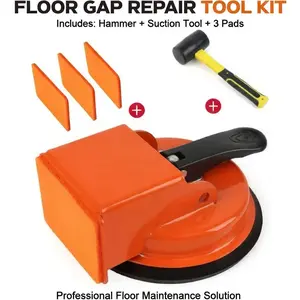Ultra Strong Suction Heavy Duty Floor Gap Repair Suction Cup Kit (Suction Cup + Hammer + Pad) Reinforced Iron Handle Powerful Pulling Seam Tool for Wood Grain Floor PVC Flooring Tile Glass Gap Fix Leveling Tool