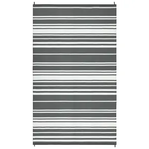 Modern Gray Plastic Rectangular Outdoor Rug, 9x18 ft Actual Size, Easy Cleaning for Beach, Patio Use
