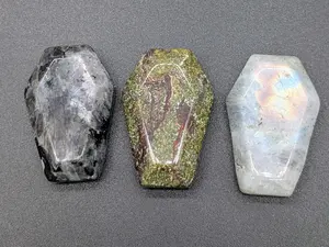 Mini Gemstone Coffins: Larvikite, Dragon Bloodstone, Labradorite (Set of 3)