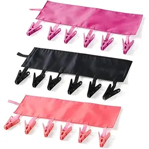 3 Pcs Travel Hangers with 6 Clips Portable Fabric Clothes Hanger Folding Clothes Drying Hanger Fashion Accessories