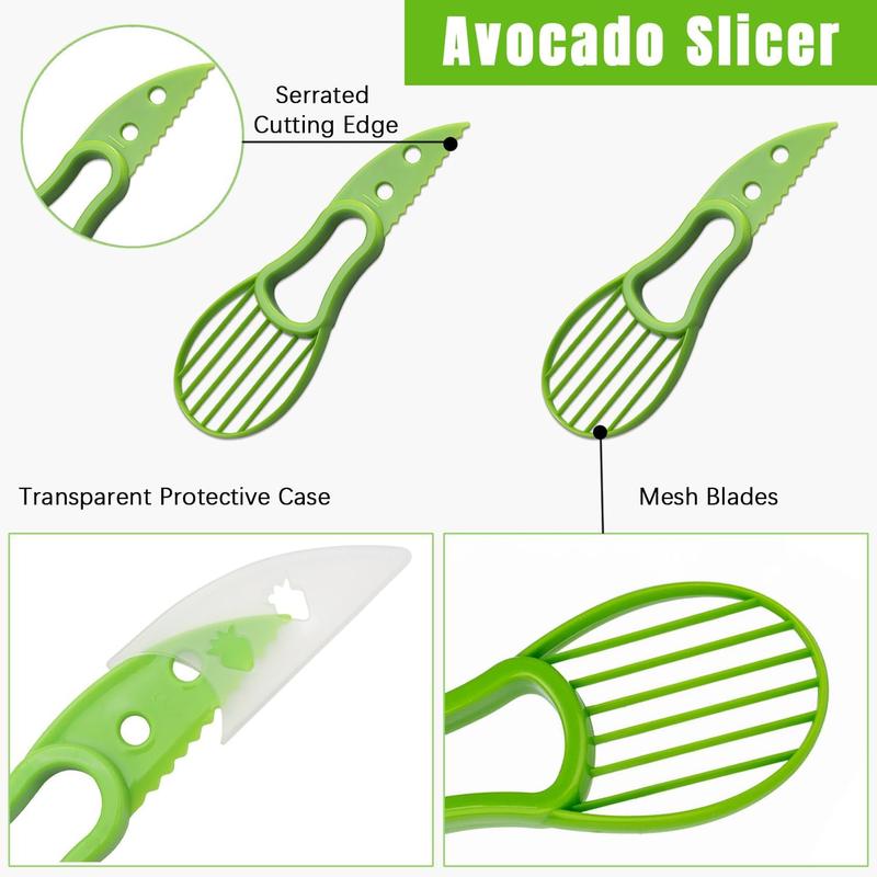 3-in-1 Avocado Slicer Shea Corer Butter Fruit Peeler Cutter Pulp Separator Plastic Knife Kitchen Vegetable Tools Home Accessory.