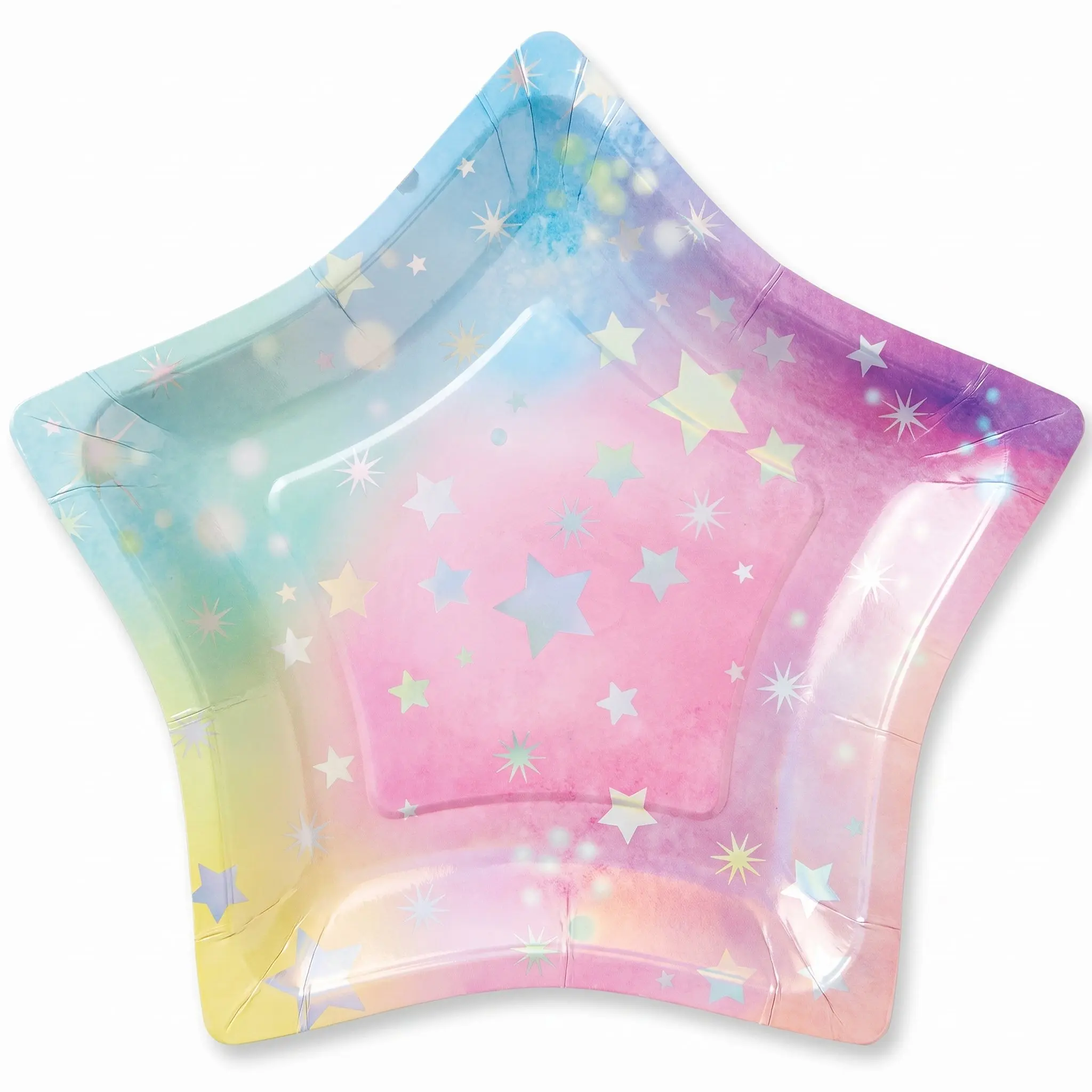 Iridescent Star-Shaped Paper Dessert Plates - 7-Inch, 8-Pack