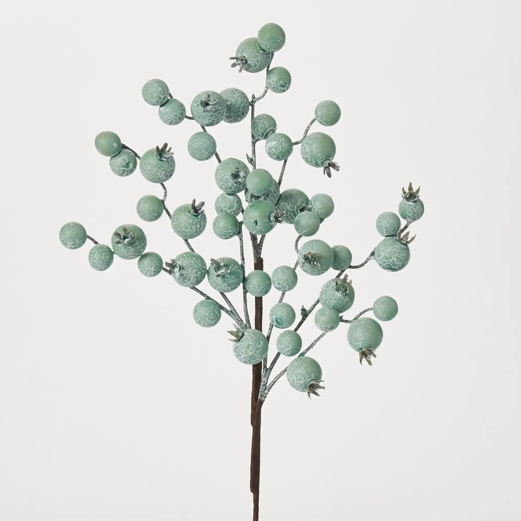 Weathered Light Blue Crabapple Cluster Faux Berry Spray - 17"