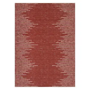 【Christmas Gift】Red Modern 5 x 7(ft) Rectangular Washable Indoor Soft Non Slip Geometric Area Rug with Stripped Lines