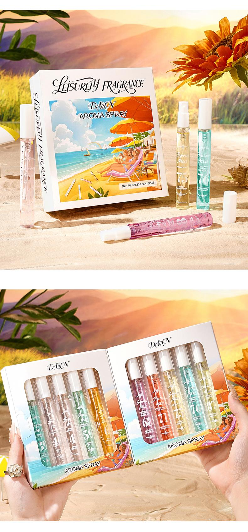 Limited Edition Summer Brazilian Perfume Spray Set, Elegant Perfume Mist, Floral & Fruity Scents, Fragrance Sprays, 10 Bottles, Natural Fresh Scent, Ideal for Travel, Home, Office Use, Multi-Vial Fragrance Sets, Set Fragrance Sets