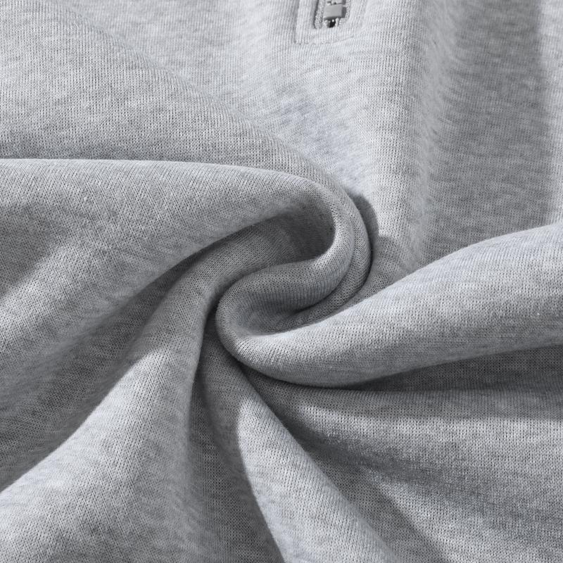 Men’s solid-color two-piece athletic tracksuit set featuring a regular fit: a casual off-shoulder half-zip hooded sweatshirt and drawstring jogger pants with pockets. Fleece lining for warmth, suitable for autumn and winter, ideal for everyday wear and wo