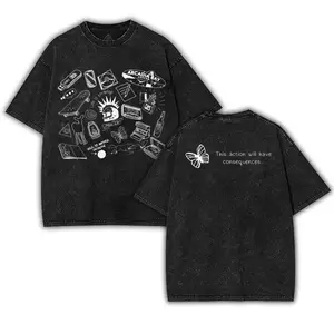 Life is Strange Washed Tshirt 2 Sided heavy cotton top Fabric unisex graphic tees game Menswear Womenswear Vintage Retro Gaming Black streetwear Style