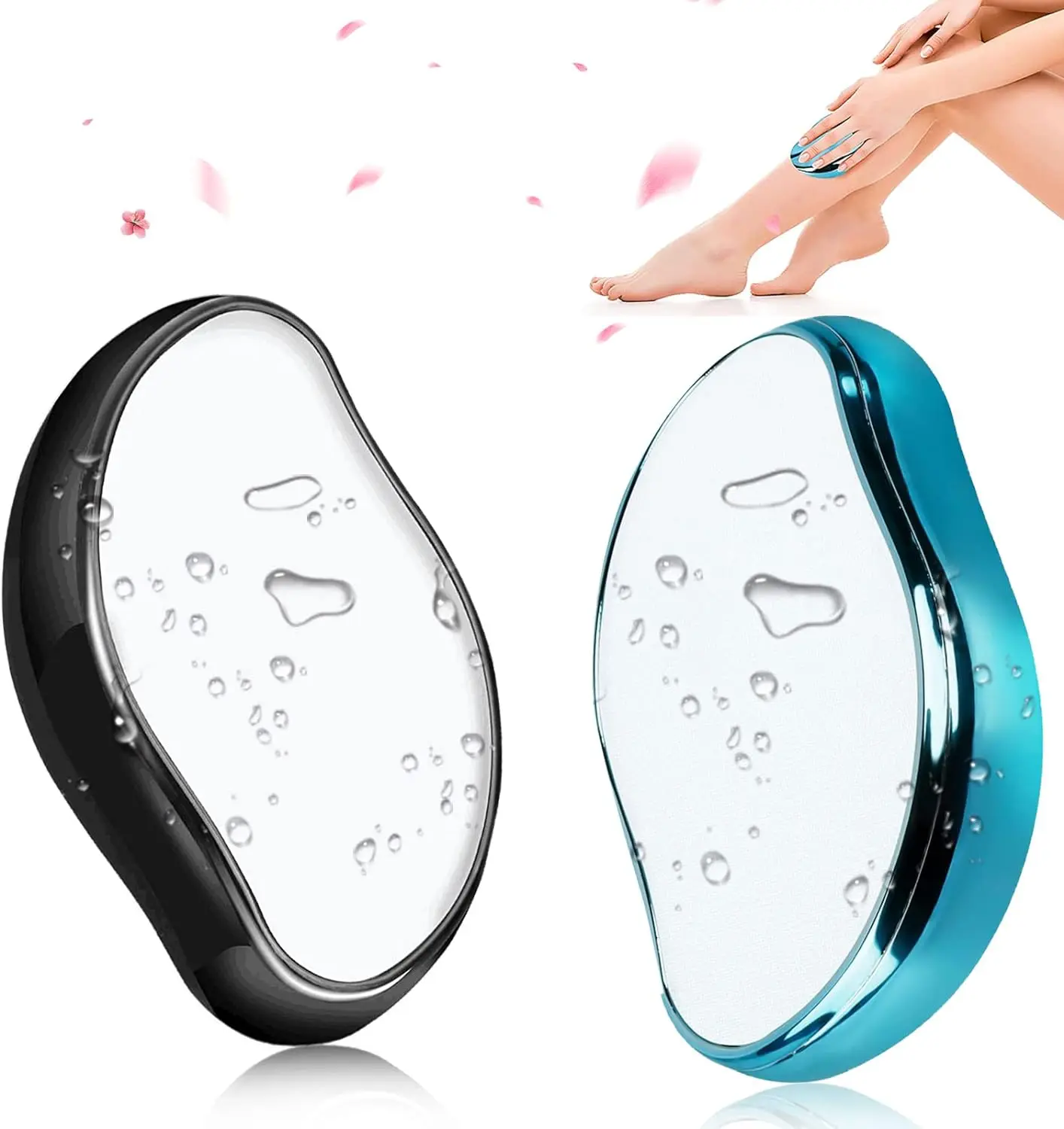 Crystal Hair Eraser for Women and Men - Reusable Crystal Hair Remover - Portable Magic Painless Exfoliation Easter Basket Stuffers - Black