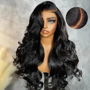 OQ HAIR C Side Part Pre Style Body Wave 7x5 Lace Frontal Wig Pre-Cut Pre-Bleached Natural Hairline Wear Go Glueless Wig