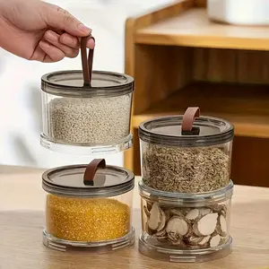 Round Handheld Spice Box Set, Multi-Layer FoodStorage Containers, Preserving Containers, Transparent Sealed Jars, ReusableKitchen Organizer for Grains Snacks Spices