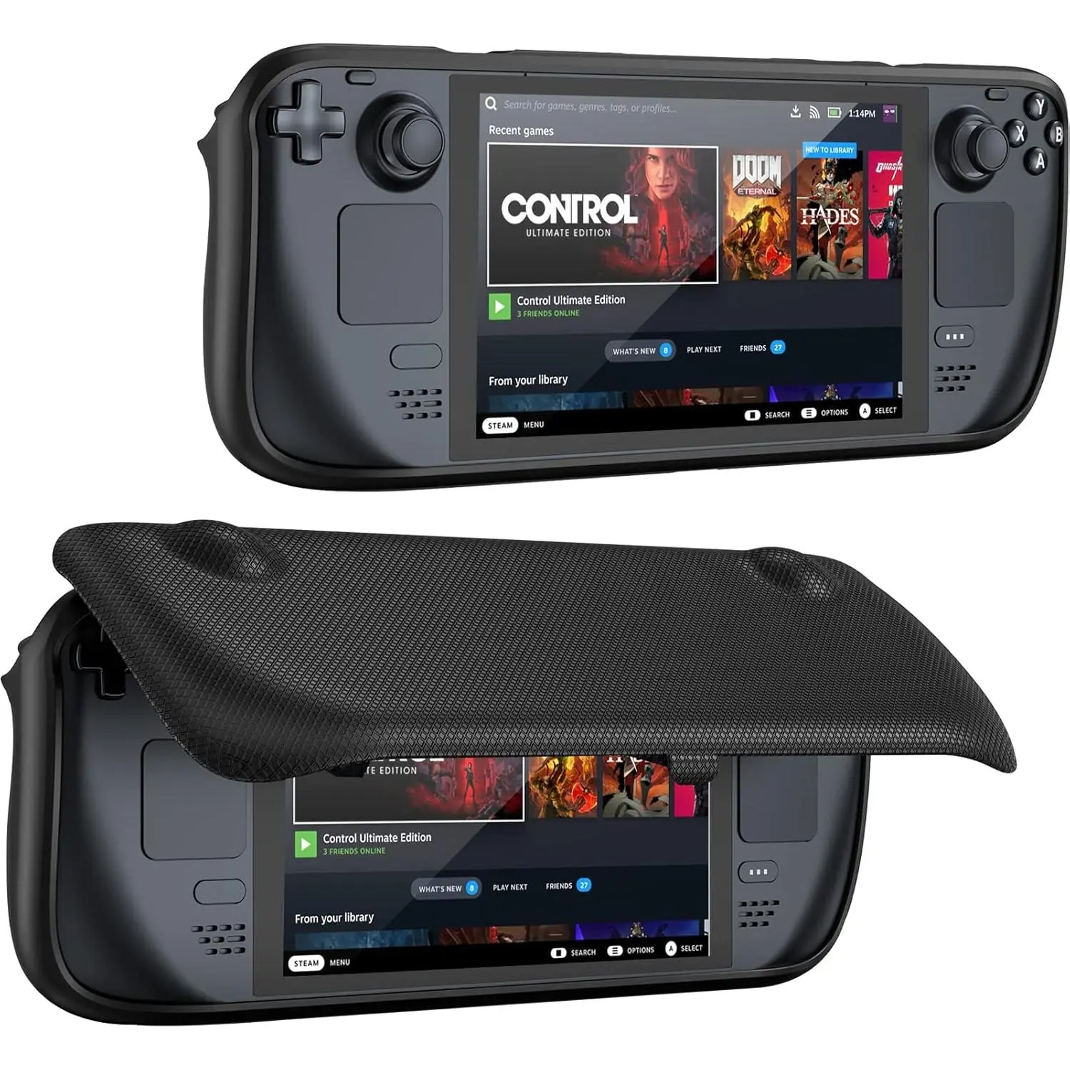 Handheld Game Console Protection Flip Case - Magnetically Detachable Front Cover Accessory for 2023 Steam Deck/Steam Deck OLED, Black Gaming Item, Game Console Accessories