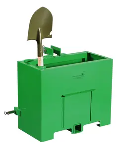 Ballast Box For 3-Point Category 1 Tractor With Quick Tach Hitch Counterweight, Heavy Duty Implement Weight, Durable Steel Construction, Green Finish, Compatible With Universal 3-Point Attachments, Front Or Rear Use