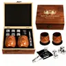 Classic Handcrafted Charred Oak Whiskey Glasses Set - Premium Wooden & Stainless-Steel Bar Tumblers with Coasters, Stones, Ideal Mens Gifts for Boyfriends (Birthday)