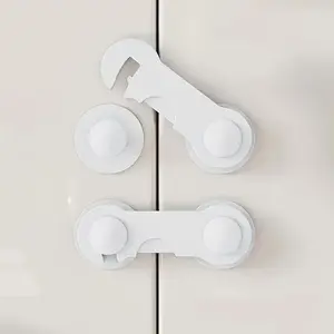 Safety Refrigerator Cabinet Lock, Window Closet Wardrobe Safety Lock, Versatile Cabinet Door Locks with Adhesive and Locking Mechanism for Drawer Cupboards Fridge Closet and Pantry