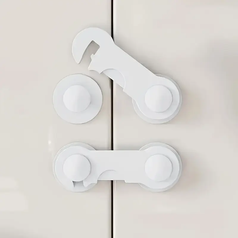 Safety & Security Refrigerator Cabinet Lock, Window Closet Wardrobe Safety Lock, Versatile Cabinet Door Locks with Adhesive and Locking Mechanism for Drawer Cupboards Fridge Closet and Pantry