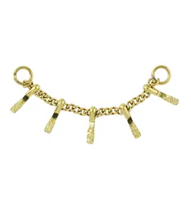 Gold PVD Hammered Dangle Bar Stainless Steel Connecting Piercing Chain