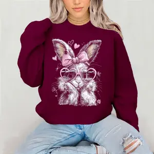 Gracie Bunny Sketch with Glasses  Crewneck Sweatshirt Gildan Everyday Style Super Soft Unisex Fit Streetwear Graphic Top warm Womenswear Casual Printed Easter bunny cute adorable spring