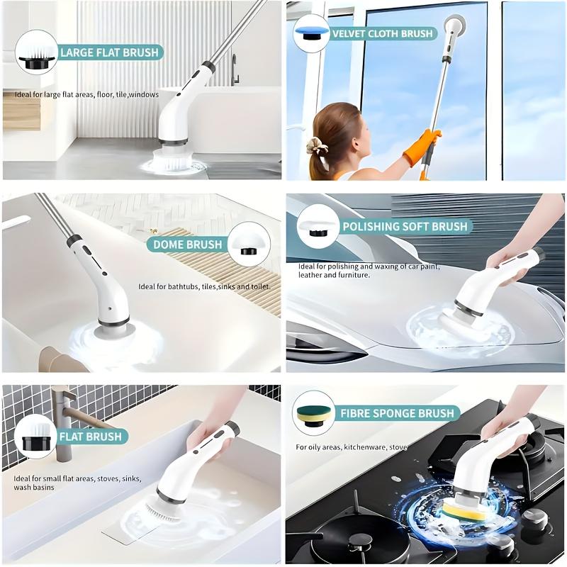 2026 New Model Electric Spin Scrubber Cordless IPX7 Waterproof Multi-Surface Cleaning Brush Long Battery Life Adjustable Speed Extendable Handle Multi-Purpose Kit for Bathroom Kitchen Durable Powerful-Multifunction shower scrubber tiktok shop deals