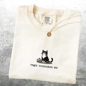 Funny Cat Meme Shirt, Rage Consumes Me, Oversize, Women, Mens, Cat Comfort Colors T-shirt