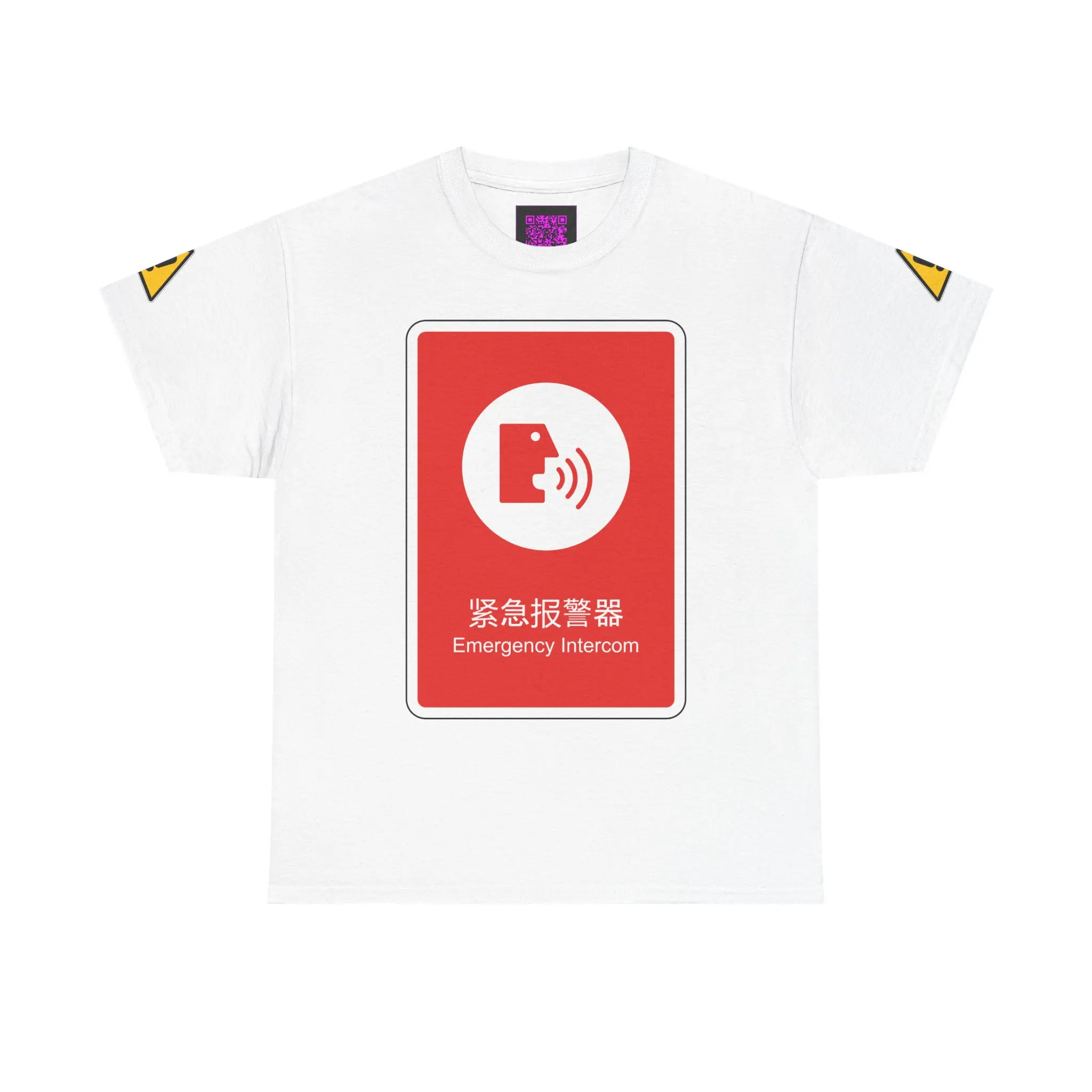 Emergency Intercom & Hammer Sign Tee | Safety Icon Graphic T-Shirt