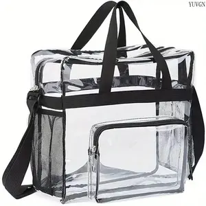 Clear PVC Stadium Approved Bag, Multi-use Transparent Tote, Functional Lunch Bag for Work, Unisex Portable Pouch for Events & Daily Use
