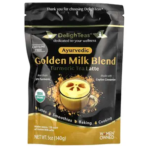 DelighTeas Turmeric Tea Latte, Ayurvedic Golden Milk Blend, Caffeine Free, 5 oz (140 g)