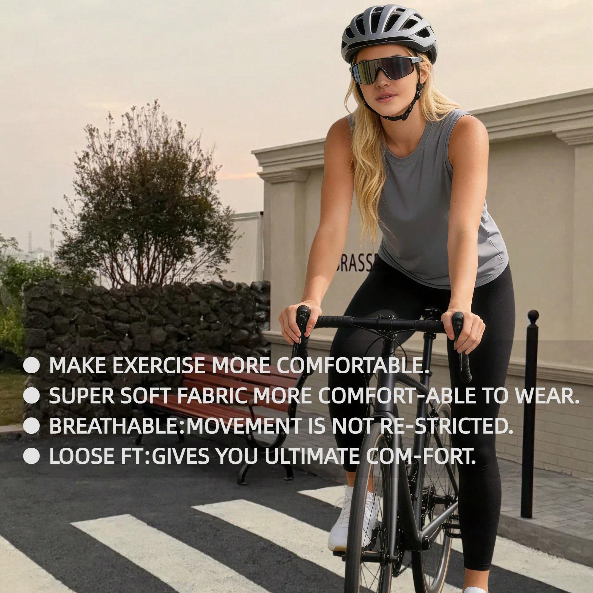 OKP 5 Pack Plus Size Women's Sleeveless Sports Vest, Loose Fit Breathable Workout Tank Tops, Moisture Wicking Yoga Tops, Casual Daily Layering Tanks For Gym, Running,Lounging