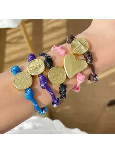 New Vintage Style Religious Series Adjustable Woven Bracelet for Men and Women, Daily Wear Party Accessory Jewelry