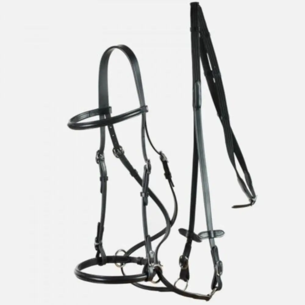 Horze Black Leather Bitless Horse Bridle, Size choice