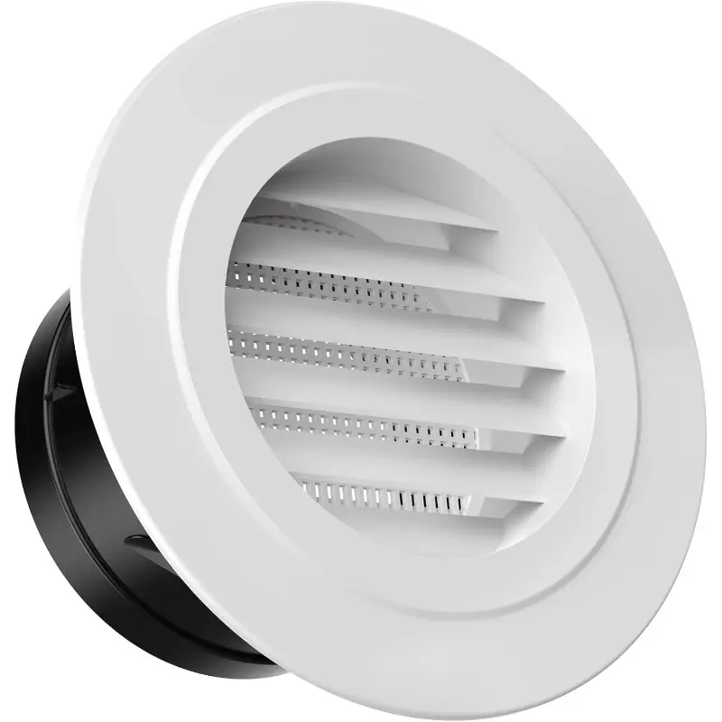4-Inch White Acrylic Round Soffit Vents with Built-in Fine Mesh Fly Screen, Detachable Round Shape Exhaust Air Vent Covers for Bathroom, Bedroom Heat Transfer Extractors