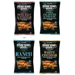 Pork King Good 4-Pack Flavored Snacks - Pink Salt & Vinegar, Smoky Jalapeno & Cheese, Ranch, White Cheddar