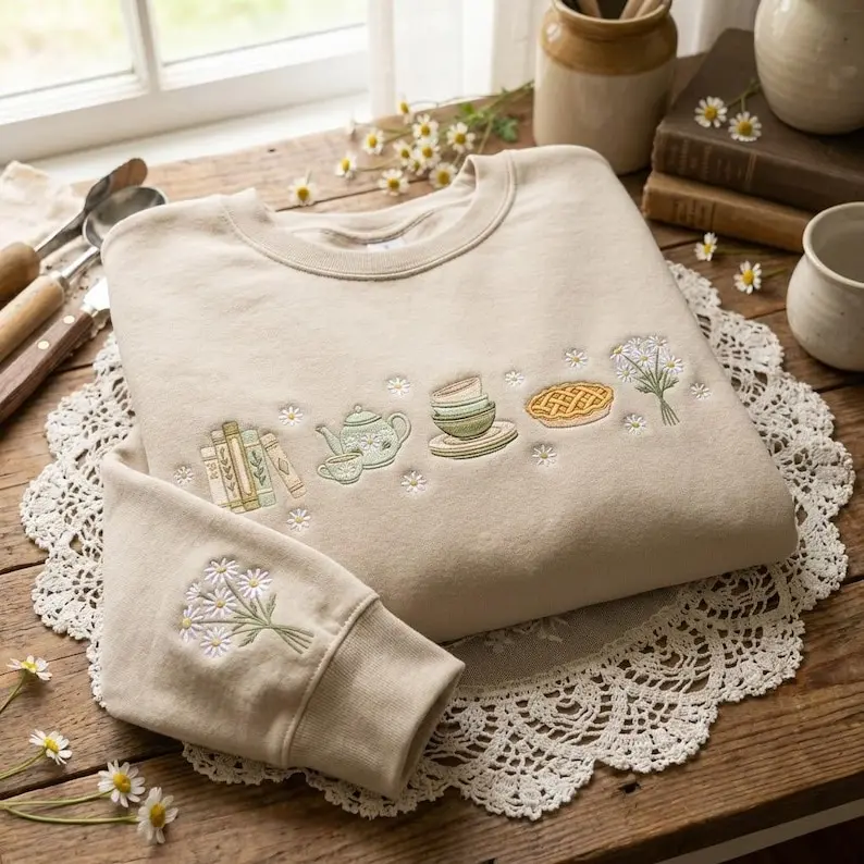 [MADE IN US] Embroidered Grandma Kitchen Sweatshirt, Hen In Nest Crewneck, Cottagecore Farmhouse Shirt, Granny Gift