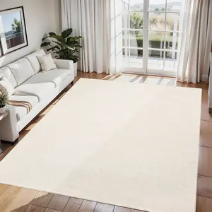 GARVEE - Washable Rug 8 x 10 Inches for Living Room, Modern Solid Rug with Non-Slip Backing, Smooth Rug for Bedroom, Stain-Resistant Decorative Rug