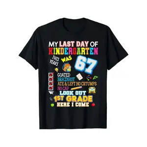 My Last Day of Kindergarten Look Out 1st Grade Here I Come Graphic Tee Unisex Boys Girls Casual Crew Neck Short Sleeve Summer Kindergarten Graduation T-Shirt