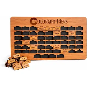 Colorado 14er Bucket List Wooden Puzzle Map - All 58 Colorado Fourteeners with Peak Names & Elevations - Summit Tracker Board for Hikers, Climbers & Mountaineers (Cherry)