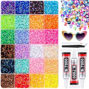 DIY Rhinestone Bedazzled Kit with Glue - Bulk Resin Rhinestones, Colorful Gems for Nail Art, Phone Case Decoration, Jewelry Making (Toys & Hobbies, Beading DIY) rhinestone bedazzling kit